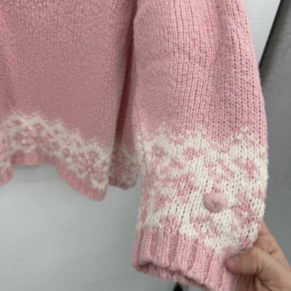 Dressbarn Pink Chunky Knit Snowflake Wool Blend Sweater Size 22/24 - Picture 6 of 9
